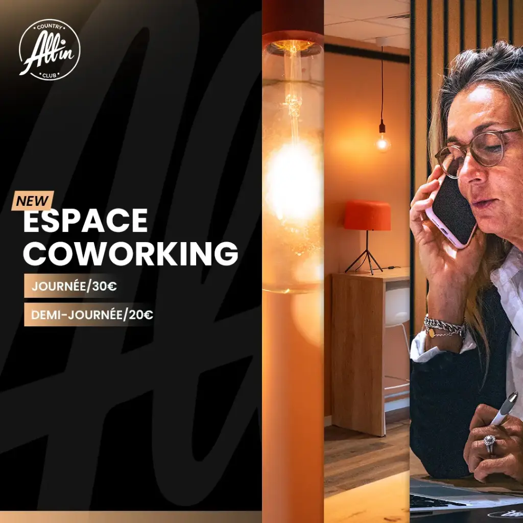 Co-working – ½ journée (08h–13h ou 13h30–18h30) - ALL IN COUNTRY CLUB